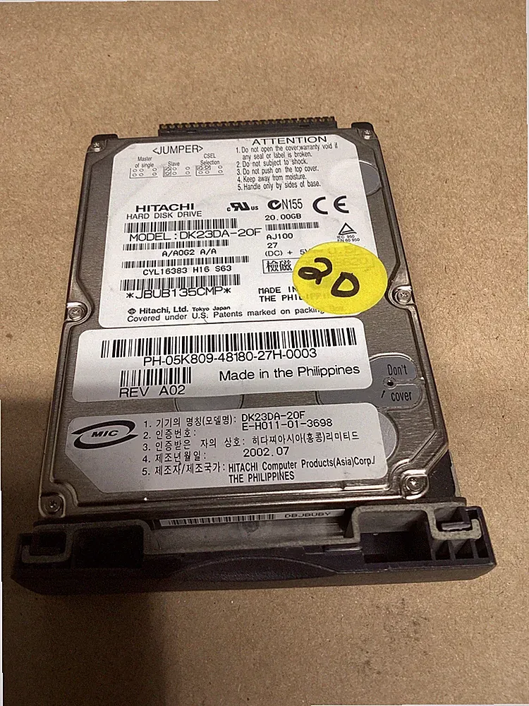 20gb Hard Disc Drive For Laptop Hitachi DK23DA-20F #706G106