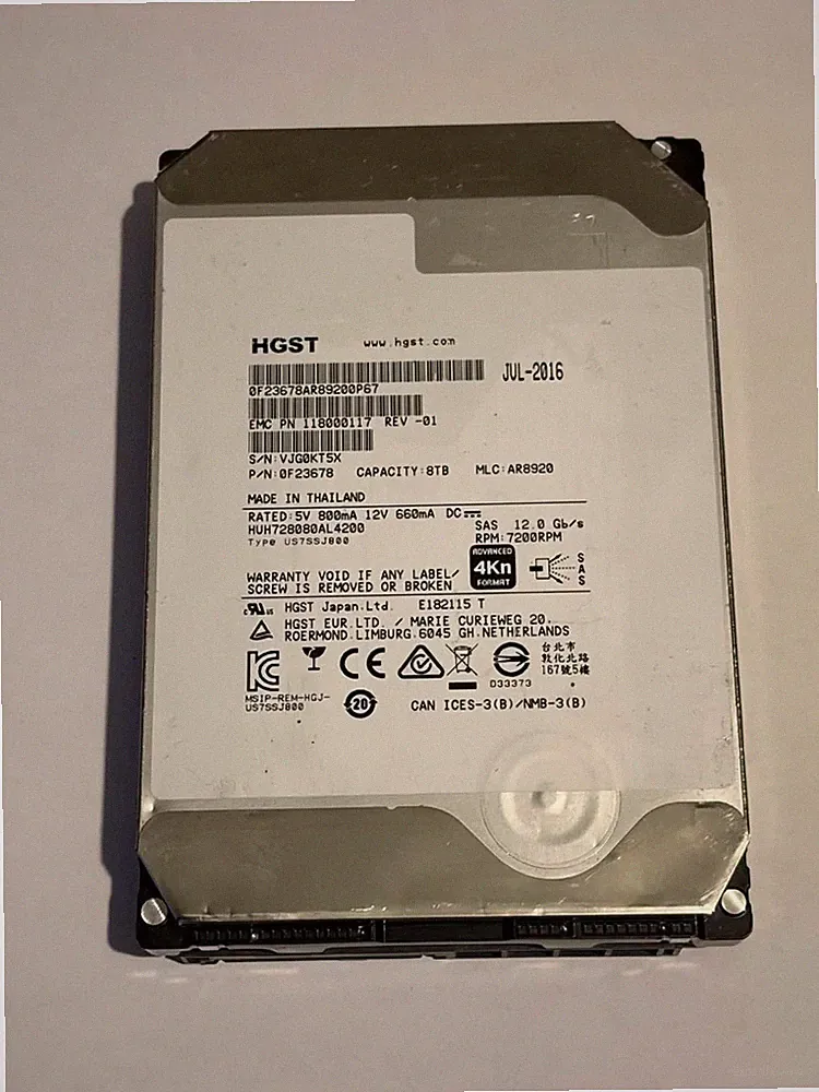 HGST 8TB 7.2K SAS 3.5" He8 Ultrastar Hard Drive HDD HUH728080AL4200