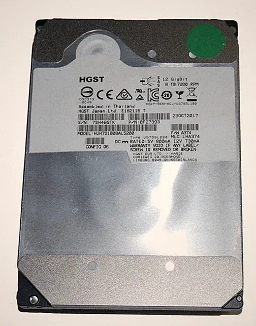 HGST 8TB SAS 3.5" Server Hard Drive - HUH721008AL5200 0F27393