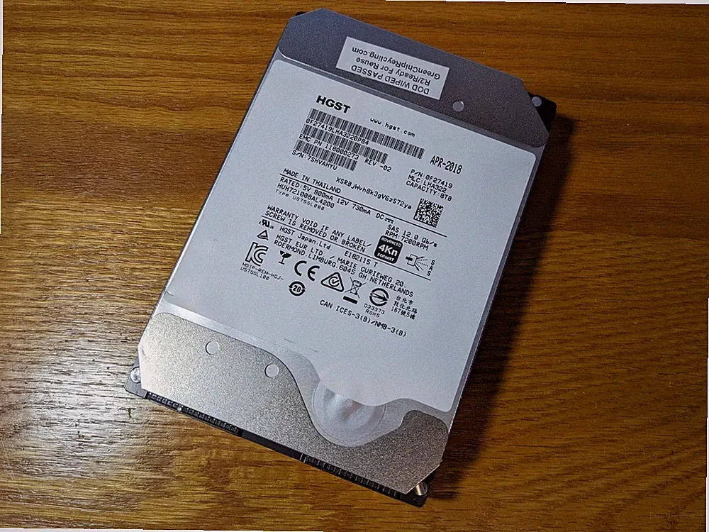 HGST 8TB Ultrastar He10 7.2K SAS 3.5" Hard Drive HDD HUH721008AL4200 100% Health