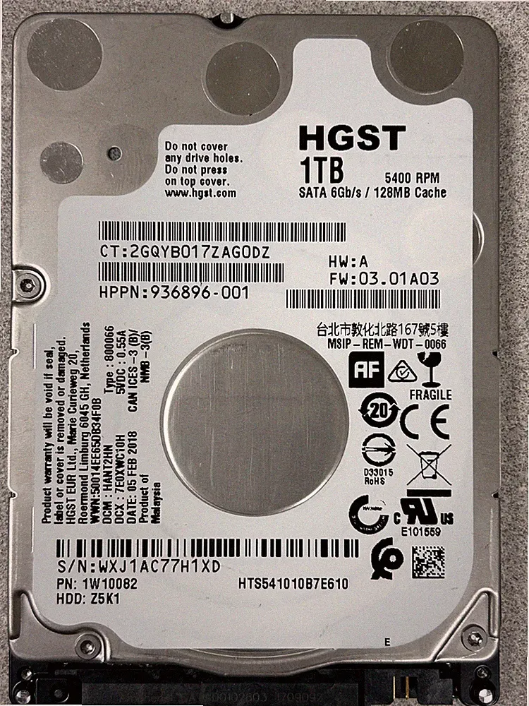 HGST HTS541010B7E610 1TB 5400RPM 2.5" SATA Hard Drive HDD USED, TESTED