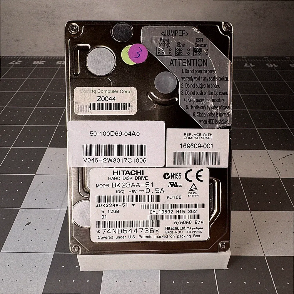 HITACHI DK23AA-51 5.12GB 2.5" IDE ATA LAPTOP HARD DRIVE HHD VINTAGE TESTED