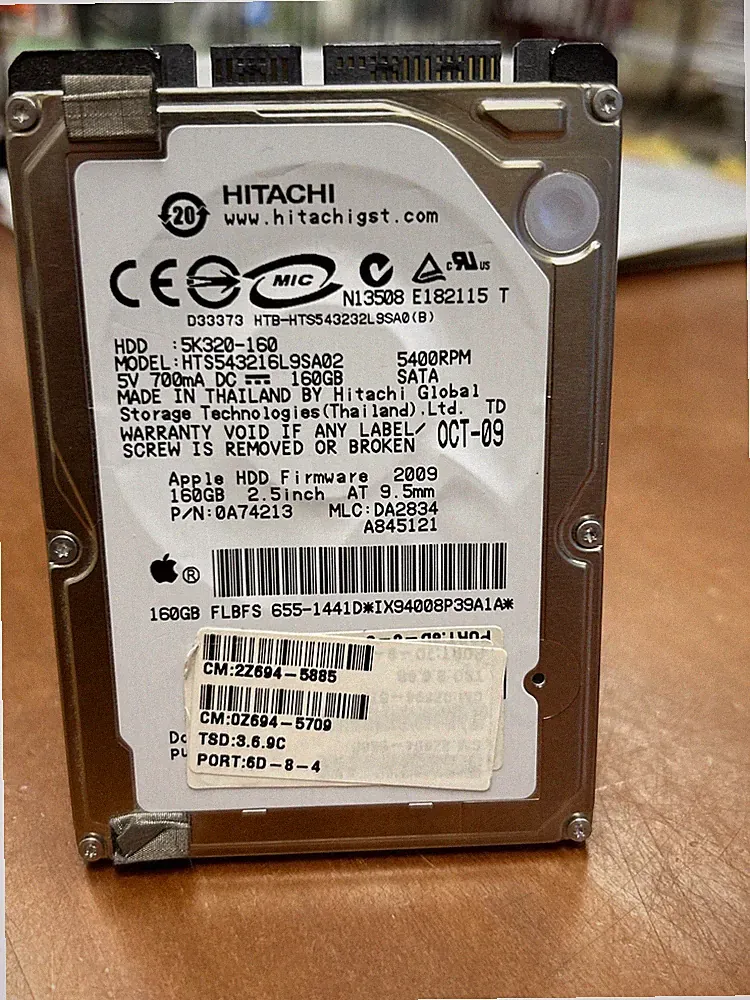 Hitachi Travelstar Z5K320 160GB HTS543216A7A384 5400RPM 2.5" HDD Hard Drive
